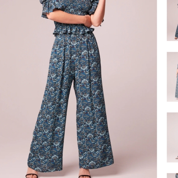 Band of Gypsies Pants - Boho Elise Teal Floral Wide Leg Pants Band of the Free NWT
